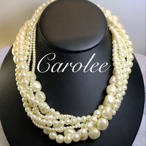 Carolee Elegant Six Strand Simulated Pearl Necklace with Gorgeous Clasp
